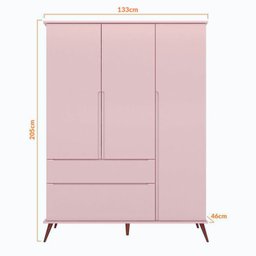 Quarto Para Bebê Completo Melinda Rosê com Roupeiro, Cômoda e Berço  - 5