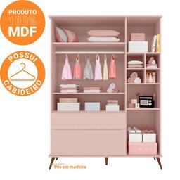 Quarto Para Bebê Completo Melinda Rosê com Roupeiro, Cômoda e Berço  - 3