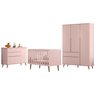 Quarto Para Bebê Completo Melinda Rosê com Roupeiro, Cômoda e Berço  - 2