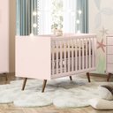 Ver mais imagens de Quarto de Bebê Completo 3 Peças Berço Minicama 2 em 1, Cômoda e Guarda-Roupa Retrô 100% MDF Melinda
