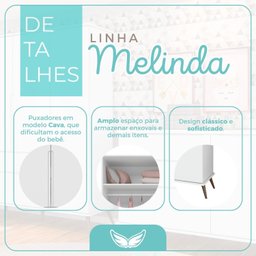Quarto Para Bebê Completo Melinda Rosê com Roupeiro, Cômoda e Berço  - 9