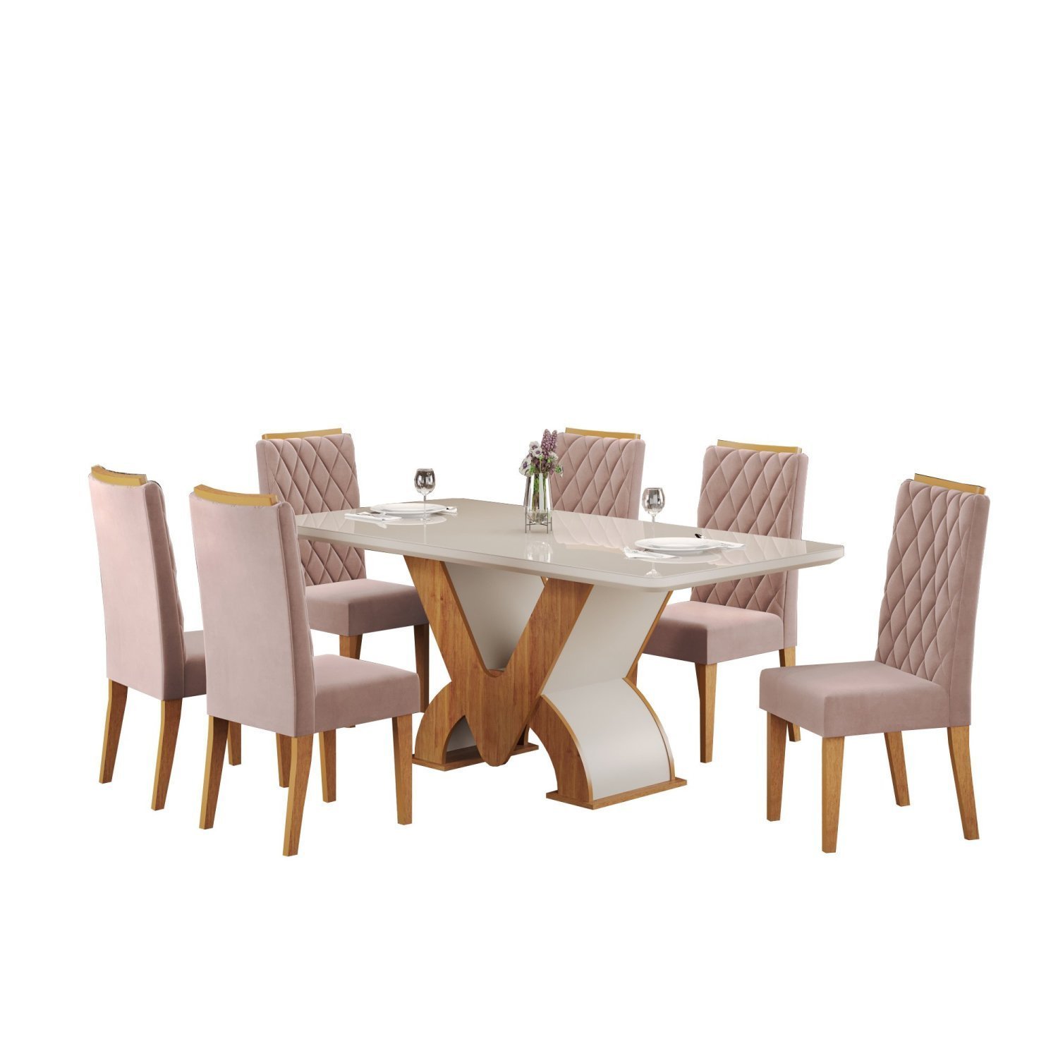 Conjunto Sala de Jantar Mesa Retangular Novita com 6 Cadeiras Iza - 2