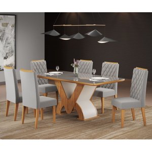 Conjunto Sala de Jantar Mesa Retangular Novita com 6 Cadeiras Iza