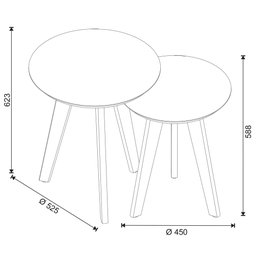 Conjunto Mesa Lateral Redonda - Off White Nature - 2