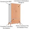 Kit Roupeiro 2 Portas E Comoda Branco Pinus Hec Branco Pinus - 6