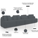 Ver imagem 4 de Sofá 5 Lugares para Sala de Estar Living 394cm Arlo F04 Bouclê Grafite Tc-10050 - Lyam Decor