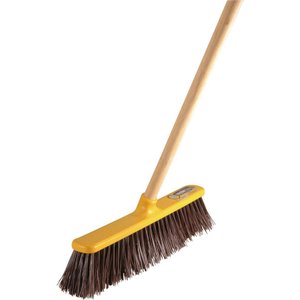 Vassoura Gari 45cm 5 Fileira Cepa Plástica Cabo Madeira Vd45