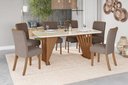 Ver imagem 1 de Mesa de Jantar Adriana 180 C. Vidro 6 Cad. Malu Amendoa - Henn