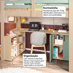 Cama Alta Infantil/juvenil Star Plus Office Multifuncional Casatema - 9