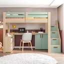 Ver imagem 7 de Cama Alta Beliche Infantil/Juvenil Star Plus Office Multifuncional Casatema MadeiraOriginals Marrom/Menta