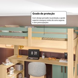 Cama Alta Infantil/Juvenil Star Plus Office Multifuncional Casatema - 8