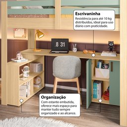 Cama Alta Infantil/Juvenil Star Plus Office Multifuncional Casatema - 7