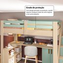 Ver mais imagens de Cama Alta Beliche Infantil/Juvenil Star Plus Office Multifuncional Casatema MadeiraOriginals Marrom/Menta