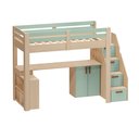 Ver imagem 2 de Cama Alta Beliche Infantil/Juvenil Star Plus Office Multifuncional Casatema MadeiraOriginals Marrom/Menta
