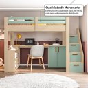 Ver imagem 6 de Cama Alta Beliche Infantil/Juvenil Star Plus Office Multifuncional Casatema MadeiraOriginals Marrom/Menta