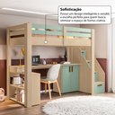 Ver imagem 4 de Cama Alta Beliche Infantil/Juvenil Star Plus Office Multifuncional Casatema MadeiraOriginals Marrom/Menta