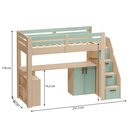 Ver imagem 3 de Cama Alta Beliche Infantil/Juvenil Star Plus Office Multifuncional Casatema MadeiraOriginals Marrom/Menta