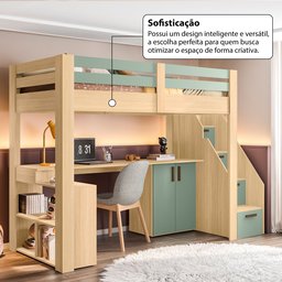 Cama Alta Infantil/Juvenil Star Plus Office Multifuncional Casatema - 1
