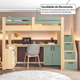 Cama Alta Infantil/Juvenil Star Plus Office Multifuncional Casatema - 3
