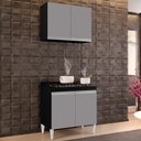 Ver imagem 2 de Kit Armário Aéreo e Balcão para Cooktop de Cozinha 02 Portas Diana Preto e Cinza 80 cm - D’Rossio