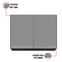 Ver imagem 5 de Kit Armário Aéreo e Balcão para Cooktop de Cozinha 02 Portas Diana Preto e Cinza 80 cm - D’Rossio