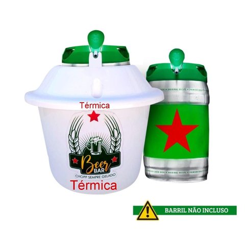Porta Barril 5l À Gelo Térmico P/ Barril 5l Heineken - Branco