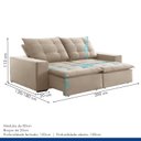 Ver imagem 3 de Sofá 4 Lugares Retrátil e Reclinável Super Pilow 200cm Paris Veludo  