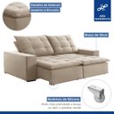 Ver imagem 4 de Sofá 4 Lugares Retrátil e Reclinável Super Pilow 200cm Paris Veludo  