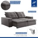 Ver imagem 4 de Sofá 4 Lugares Retrátil e Reclinável Super Pilow 200cm Paris Veludo 