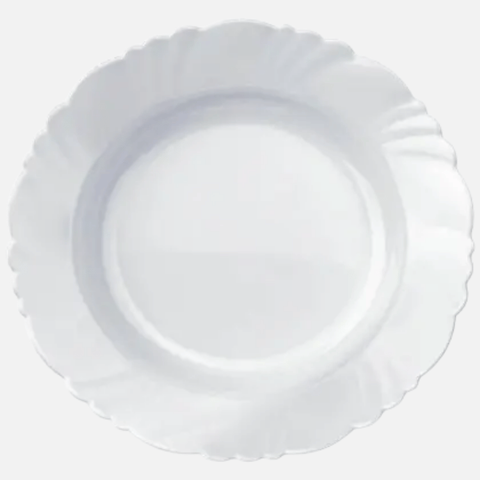 Prato Fundo Pétala Nadir 23,5 cm em Vidro Opaline Branco - Kit com 12 Unidades