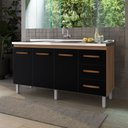 Ver imagem 1 de Balcão Gabinete para Pia Dana 148cm 03 Portas 03 Gavetas sem Tampo Savana Preto - Desk Design