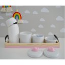 Ver imagem 1 de Kit Nuvem Higiene Porcelanas Bandeja Pinus Faixa Color K035 - Rosa