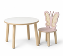 Ver imagem 1 de Mesa com Duas Cadeiras Modelo Borboleta em MDF e Palha Indiana