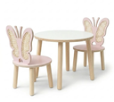 Ver imagem 2 de Mesa com Duas Cadeiras Modelo Borboleta em MDF e Palha Indiana