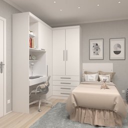 Guarda Roupa Dormitório Modulado Alpes Solteiro Canto c/ Bancada de Estudo - Roupeiro Luciane M04:Br - 1