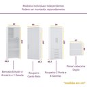 Ver imagem 5 de Guarda Roupa Modulado Solteiro de Canto com Escrivaninha Alpes Luciane M04 - Branco