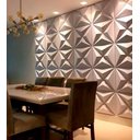 Ver imagem 4 de Kit 25 Placas Revestimento de Parede PVC 3d Alto Relevo Estrelar Branco