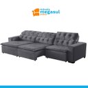 Ver imagem 5 de Sofá Retrátil Reclinável 8 Lugares 380cm com Pillow Veludo Cinza Alasca Megasul