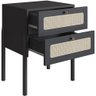 Kit 02 Mesas de Cabeceira 02 Gavetas com Telinha Pés Madeira Moss A03 Nero Preto - Lyam Decor - 6