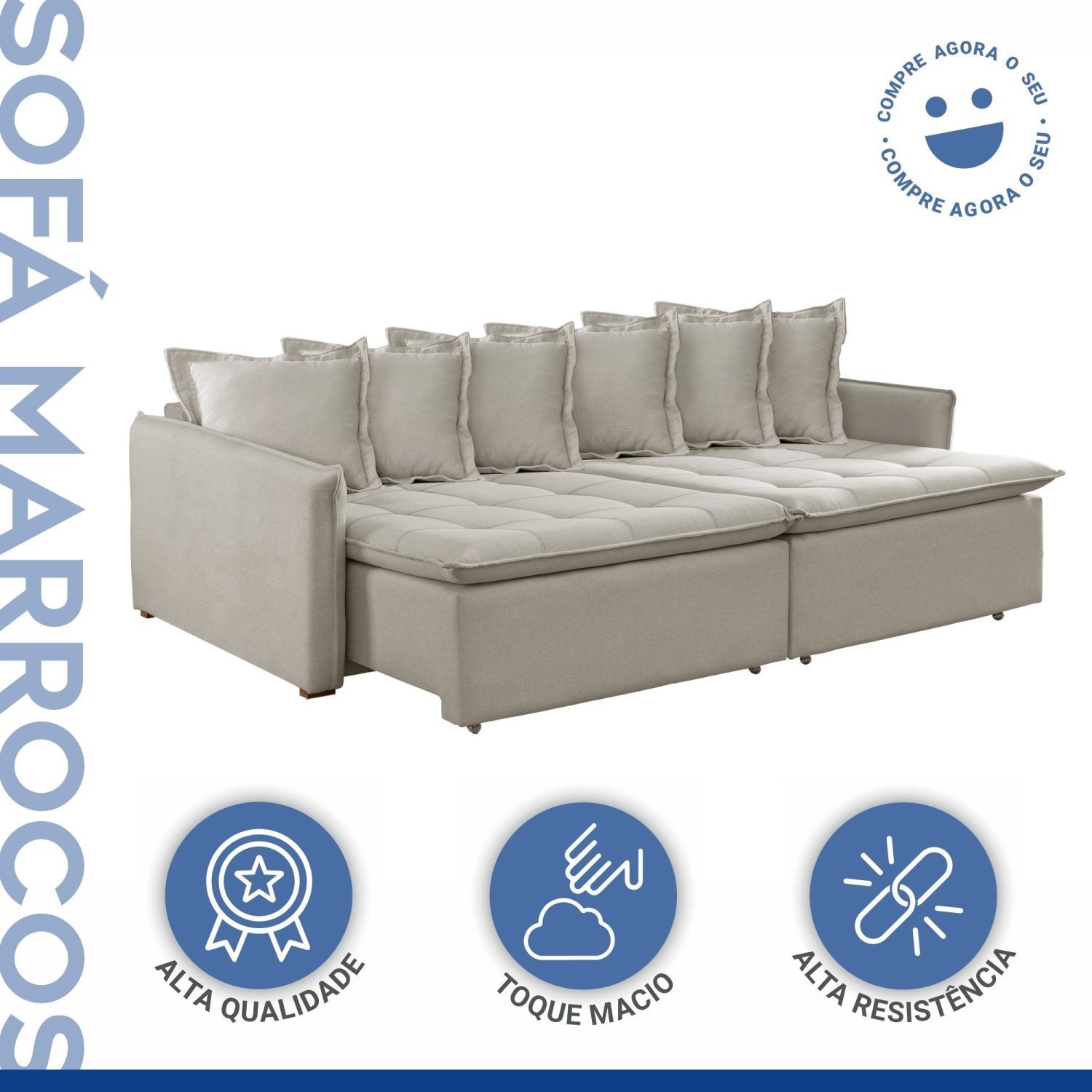 Sofa Cama Retratil e Reclinavel 220Cm Marrocos - 7