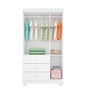 Ver imagem 2 de Conjunto Infantil Guarda Roupa Ceci 3 Portas Giratórias e Cômoda 3 Gavetas MDF Branco Sallar Home