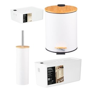 Kit Banheiro Fly Lixeira, Escova Sanitária e Organizadores