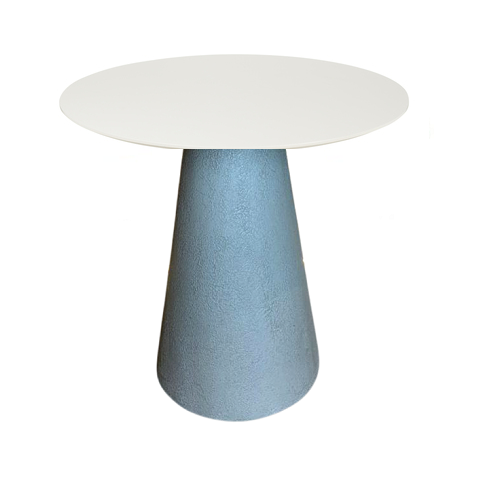 Mesa de Apoio Cone Base Cimento Texturizado - Tampo Off White 50 cm Altura 60 cm Personal Decor Desi