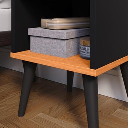 Mesa Cabeceira Charme Mesinha Lateral Cama Box Nicho Prateleira Decoração Quarto Preto/cinamomo - 5