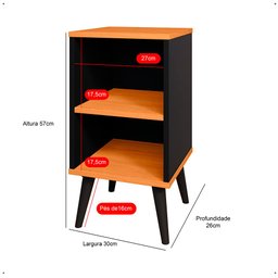 Mesa Cabeceira Charme Mesinha Lateral Cama Box Nicho Prateleira Decoração Quarto Preto/cinamomo - 6