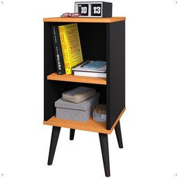 Mesa Cabeceira Charme Mesinha Lateral Cama Box Nicho Prateleira Decoração Quarto Preto/cinamomo - 1