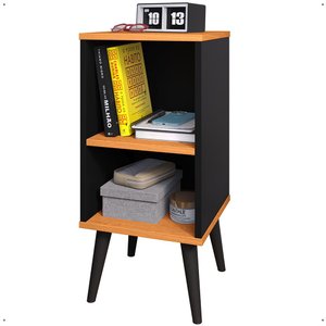 Mesa Cabeceira Charme Mesinha Lateral Cama Box Nicho Prateleira Decoração Quarto Preto/cinamomo