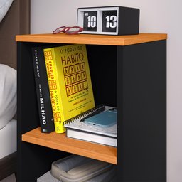 Mesa Cabeceira Charme Mesinha Lateral Cama Box Nicho Prateleira Decoração Quarto Preto/cinamomo - 4