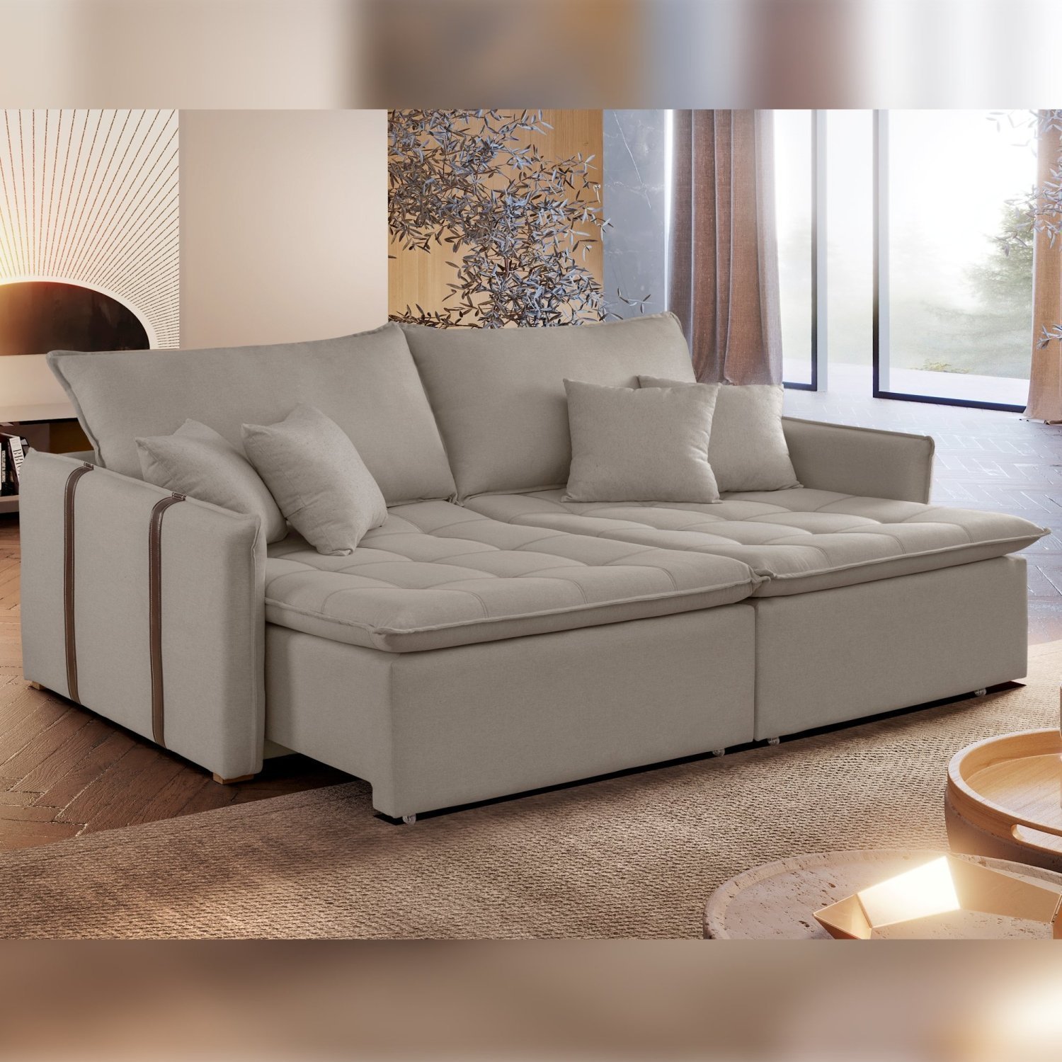 Sofa Cama Retratil e Reclinavel 220cm Detroid Yescasa