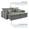 Sofa Cama Retratil e Reclinavel 220cm Detroid Yescasa Linho  - 4